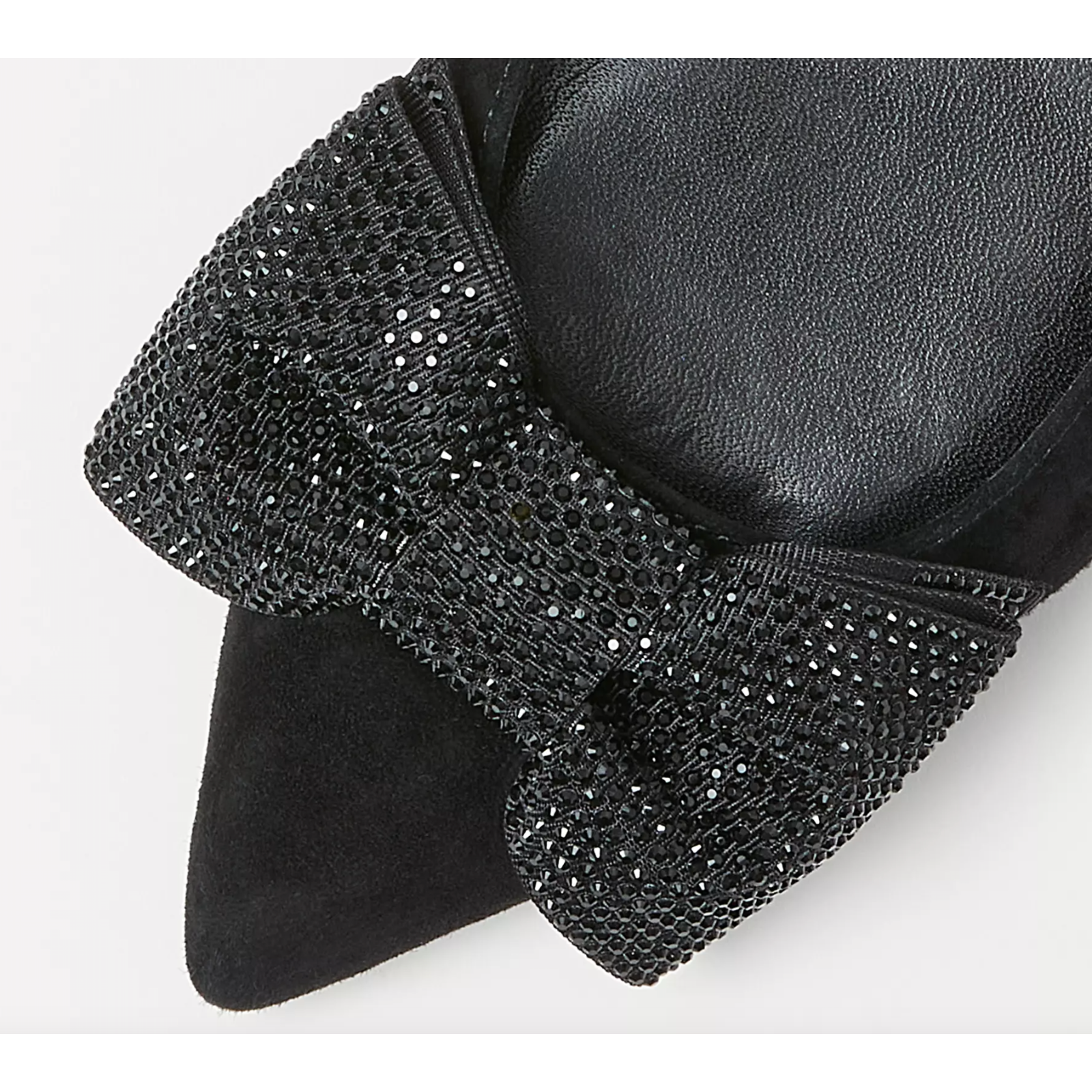 Ann Taylor Black Crystal Rhinestone Bow Pointy Toe Suede Slingback Flats Shoes 9 — image 5 of 7
